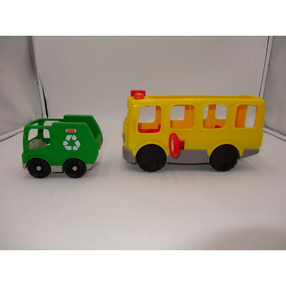 Fisher Price Little People Sit with Me School Bus and Recycling Truck Set